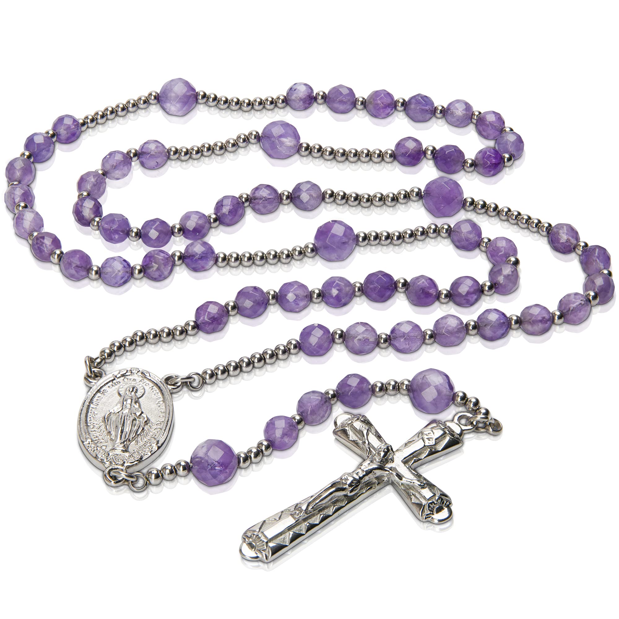 Our Lady Rosary Beads Catholic for Women – Rosary Beads Made from Amethyst Gemtones And Stainless Steel