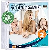 Utopia Bedding Mattress Protector Zippered Queen Size (Pack of 2), 100% Waterproof Bed Bug and Dust Mite Proof Mattress Encasement, Absorbent 6 Sided Mattress Cover