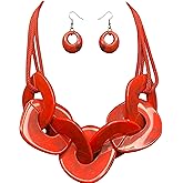 Statement Chunky Necklace Alloy Acrylic Cuban Link Chain Necklace Resin Geometric Statement Large Choker Necklaces Fashion Bib Collar Chain Necklace for Women Delicate Jewelry Adjustable for Women,