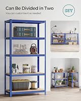 SONGMICS 5-Tier Steel Shelving Unit 600 kg Load 50 x 100 x 200 cm Blue GLR050Q01 view 6