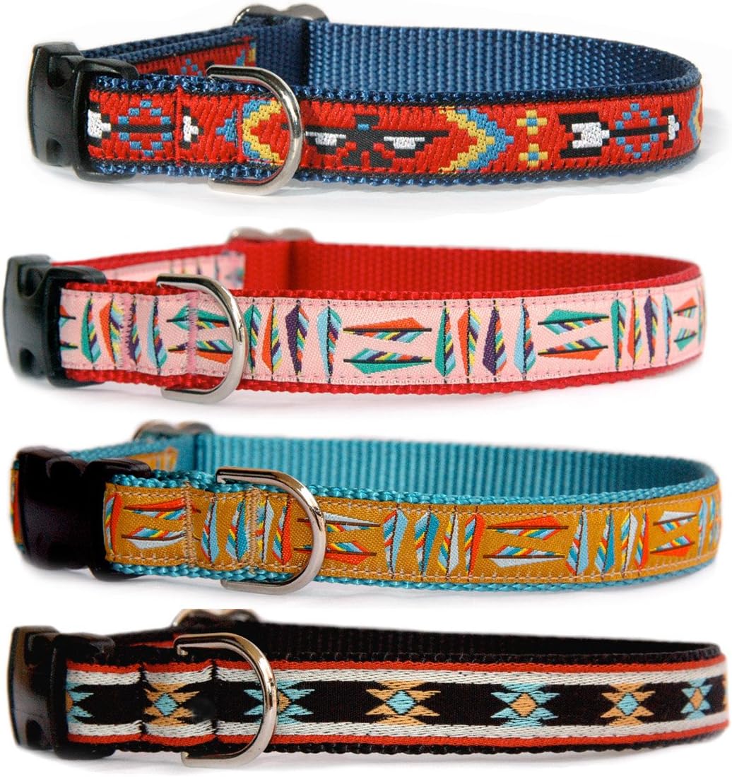 Ribbon Dog Collar : Navajo, Santa Fe, Southwestern & Native American influenced Designer Dog Collar for Puppies, Small Dogs to Large Dogs. Made in The U.S.A.