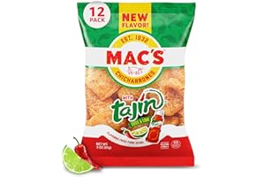 Mac's Tajin Chili Lime Fried Pork Skins - Tajin Chili Lime Flavored Chicharrones Pork Rinds - Low Carb, Gluten-Free, Keto-Friendly Snack- 3oz (12-Pack)