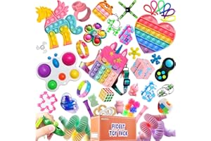 GENZCO 50 Pcs Fidget Toys Pack, Sensory Toys with Pop Purse for Girls, Party Favors Classroom Prizes Pinata Stocking Stuffers for Kids