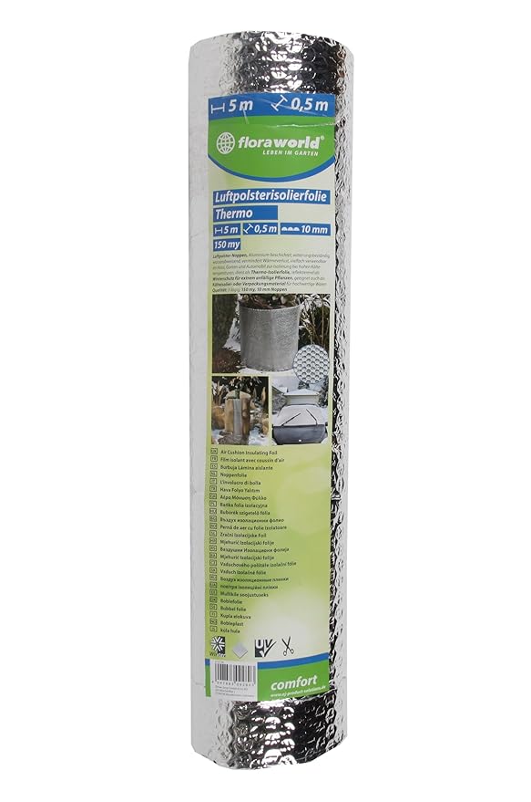 Floraworld 012158 Luftpolsterisolierfolie Thermo Comfort Silber 500 x 50 x 50 cm