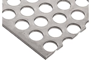 ONLINE METALS OnlineMetals 304 Stainless Steel Perforated Sheet, Unpolished (Mill) Finish, Annealed, Staggered 0.5" Holes, 0.12" Thickness, 11 Gauge, 12" Width, 12" Length, 0.6875" Center to Center
