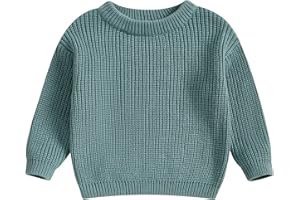 Qmlyev Newborn Toddler Baby Girl Boy Knit Sweater Round Neck Sweatshirt Long Sleeve Tops Pullover Fall Winter Clothes