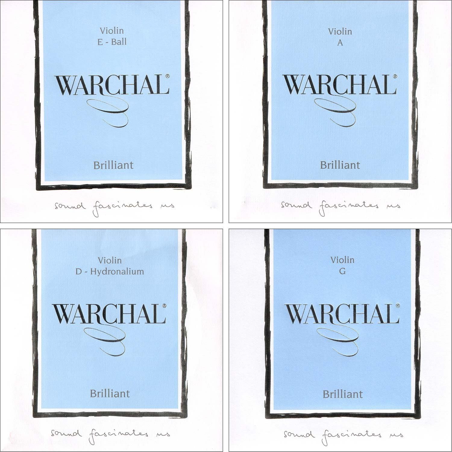 WarchalBrilliant 4/4 Violin String Set - Ball End E - Hydronalium D - Medium