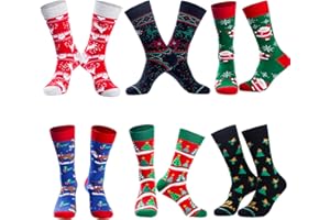 BIRCEN Mens Funny Socks Christmas Socks for Men Women Colorful Fun Novelty Crew Patterned Socks 6 Pairs US 7-13