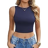 Avidlove Crop Tops for Women Crew Neck Basic Tank Sexy Double Lined Seamless Crop Going Out Summer Tops