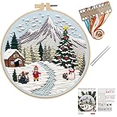 YJHAT Christmas Embroidery Starter Kits,Stamped Embroidery Kit, Handmade Needlepoint Kit with Embroidery Supplies for Beginne
