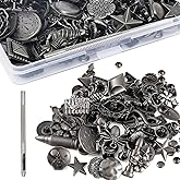 Notgia 70Sets Assorted Conchos Mixed Antique Silver Color Studs Spikes and Studs Rivets Leather Craft Accessories for Decorate Belts Handbags Wallets Dog Collars Shoes Clothing Bracelets Chokers Bags