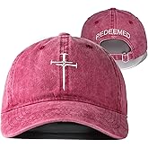 Giavuwn Christian Redeemed Cross Nails Hats for Men Women, Vintage Adjustable Cotton Embroidered Front & Back Baseball Cap