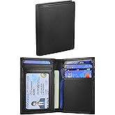 SIGFYER Bifold Slim Men Wallet Genuine Leather Thin, Fit 7-9 Cards, Several Cash (Fold Once), Small Vertical RFID Blocking Wallets for Men -Black