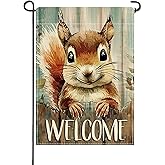 Artofy Welcome Squirrel Small Decorative Garden Flag, Cute Animal Farmhouse Yard Lawn Outside Decor, Rustic Burlap Outdoor Home Decoration Double Sided 12 x 18