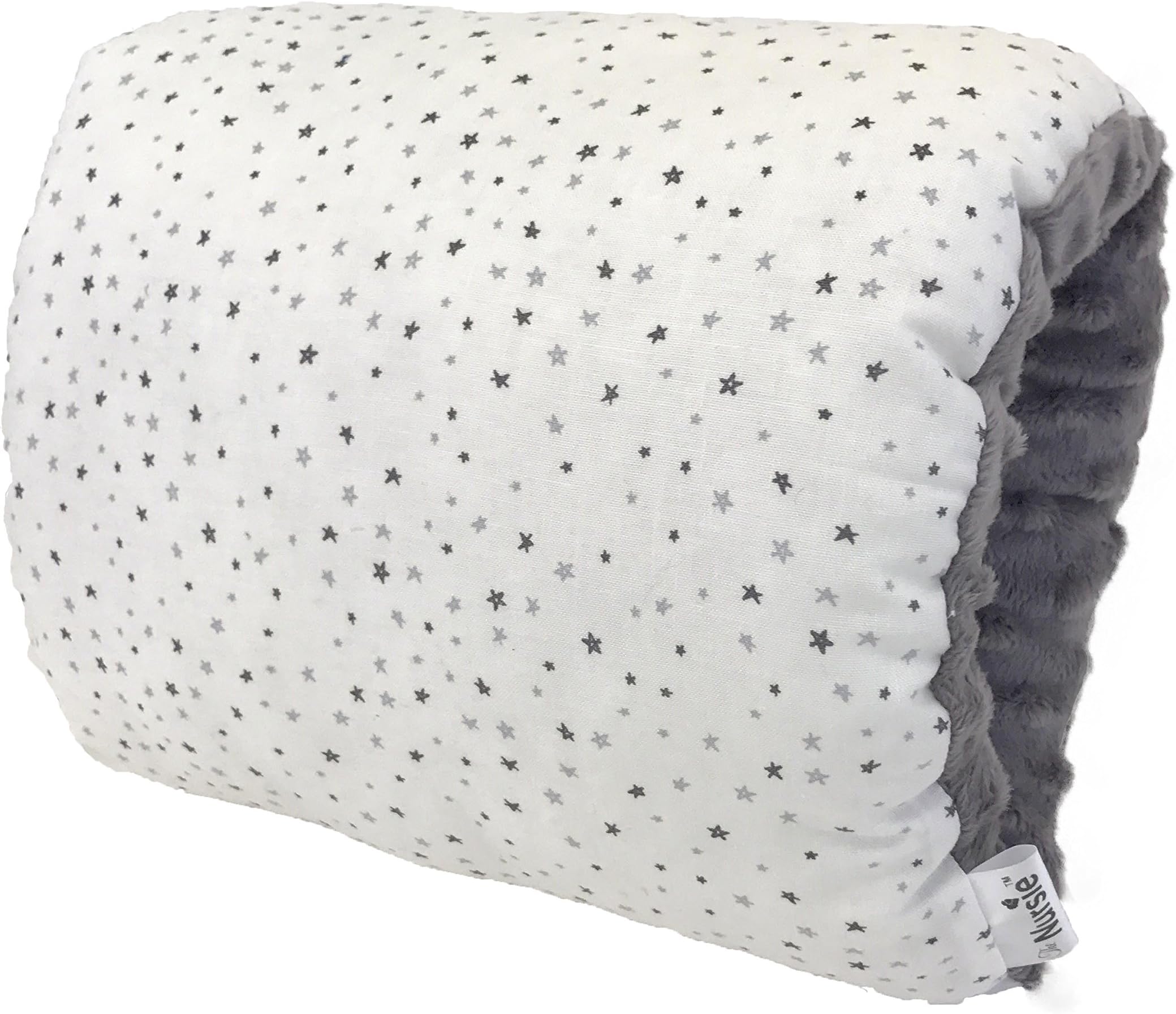 The Nursie Slip-on Arm Nursing Pillow (Gray & White Stars w/ Gray Minky)