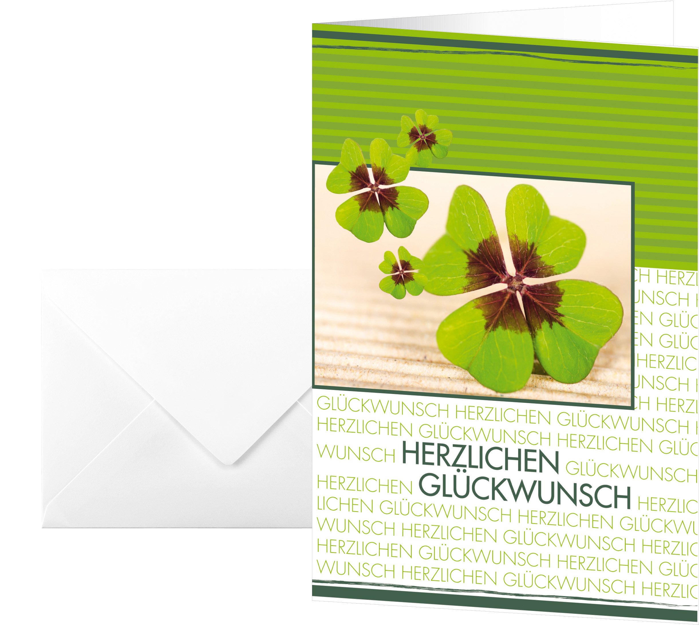 Sigel Fortune DS004 Good Luck Cards with German Text 17x11.5 cm Pack of 10 Including White Envelopes [German Language Product]