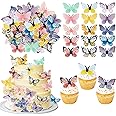 72 PCS Edible Butterfly Cupcake Toppers Butterfly Cupcake Picks Butterfly Cake Decorations Fondant for Cake Wafer Paper Butterflies Cake Topper Birthday Anniversary Wedding Party Supplies Colorful
