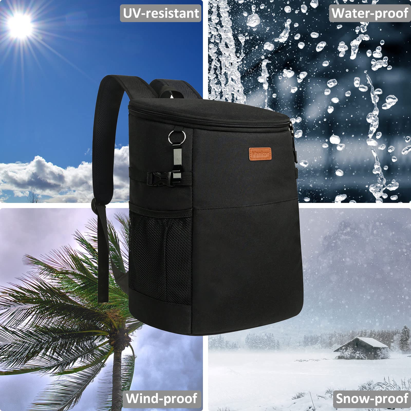 Camping Cooler Backpack 30 Cans, Soft Backpack Coolers Insulated Leak Proof Travel Cooler Bag Waterproof Lunch Picnic Beach Work Trip Thermal Bag Drink Beverage Beer Bag Cooler