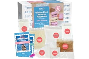 BāKIT Box Gluten-Free Macaron Baking Kit for Kids – Make Rosette French Macarons with Chocolate Buttercream – DIY Gluten-Free Dessert Kit with Pre-Measured Ingredients – STEM Activity for Girls & Boys