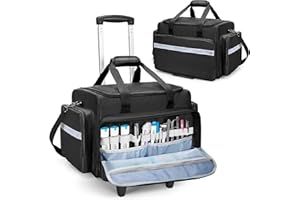 Damero Rolling Medical Bag with Detachable Trolley, Medical Bag on Wheels with Dividers, Medical Equipment Storage Bag for Ho