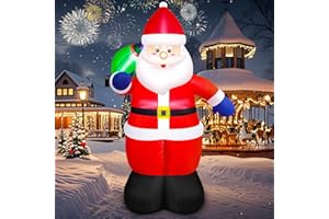 Danxilu 5FT Christmas Inflatable Santa Outdoor Decorations- Blow Up Santa Claus with Gift Bag Built-in LEDs Lighted Decor for Yard Garden Lawn Porch Xmas Holiday Party