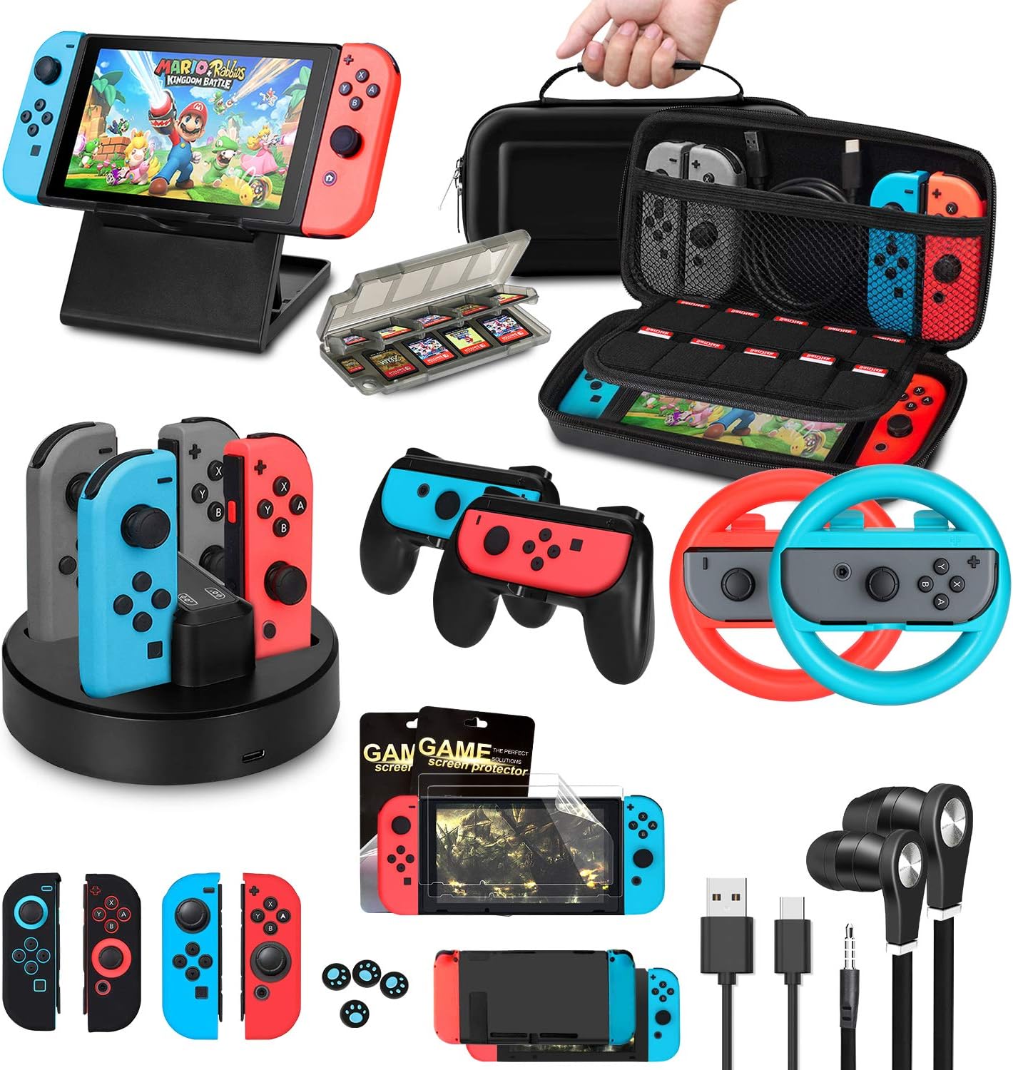Accessories Bundle for Nintendo Switch, Jane Choi Accessories Kit with