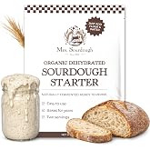Mrs. Sourdough Organic Dehydrated Sourdough Starter for Beginners - Easy 5-Day Activation with Step-by-Step Instructions, Video Guides, Recipes &amp; Support for Homemade Sourdough Bread - Dry Active Starter Culture for Bread Making