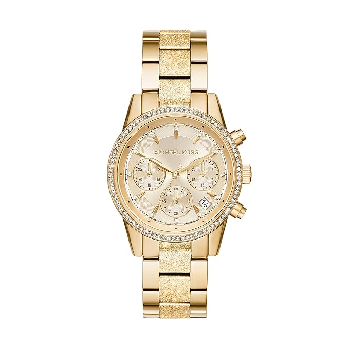 Michael Kors Damen Chronograph Quarz Uhr mit Edelstahl Armband MK6597