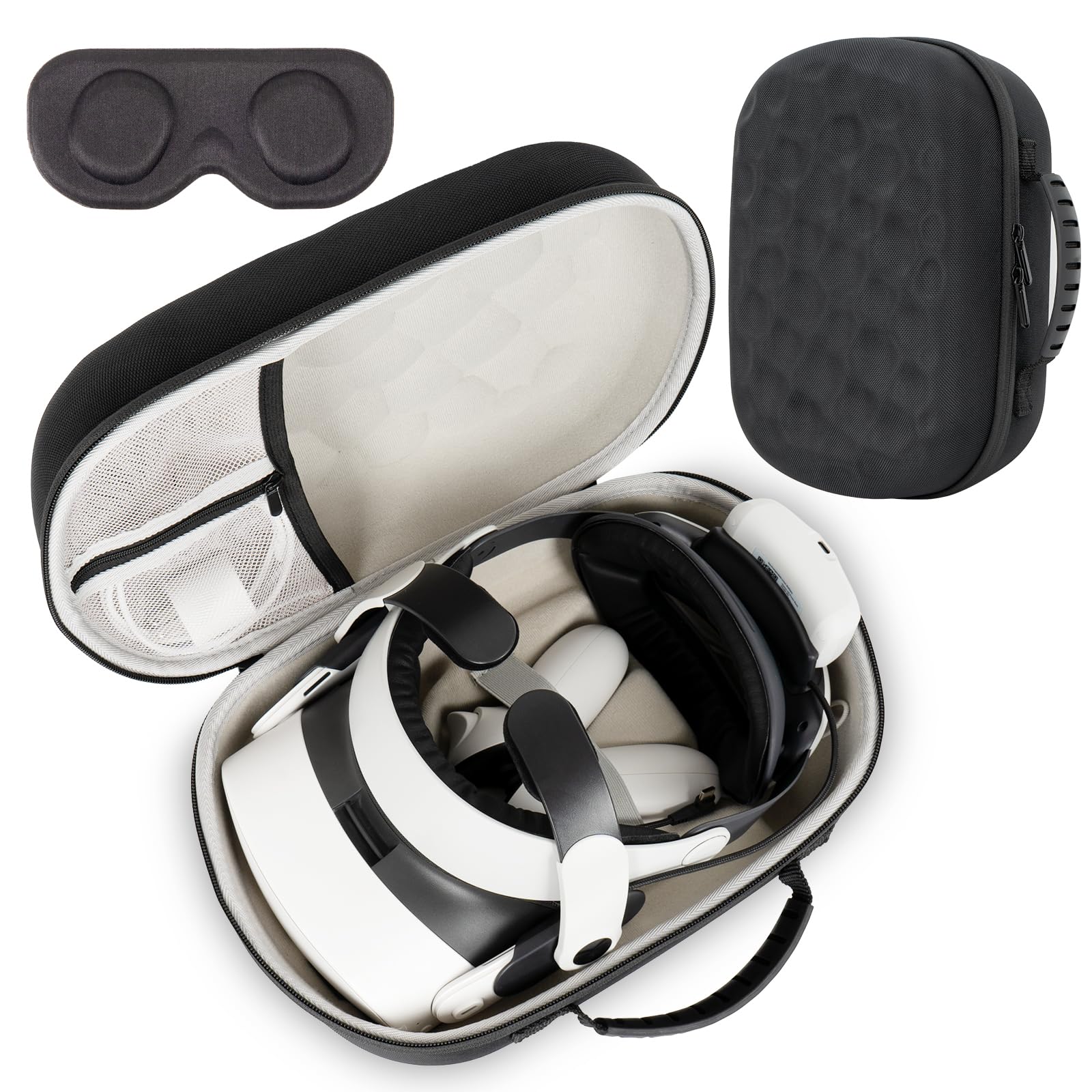 XINGFUDAO Large Carrying Case Compatible with Meta Quest 3/3S, Protective Storage Bag Fit for Kiwi Design and Bobovr Battery Headstrap (Black)