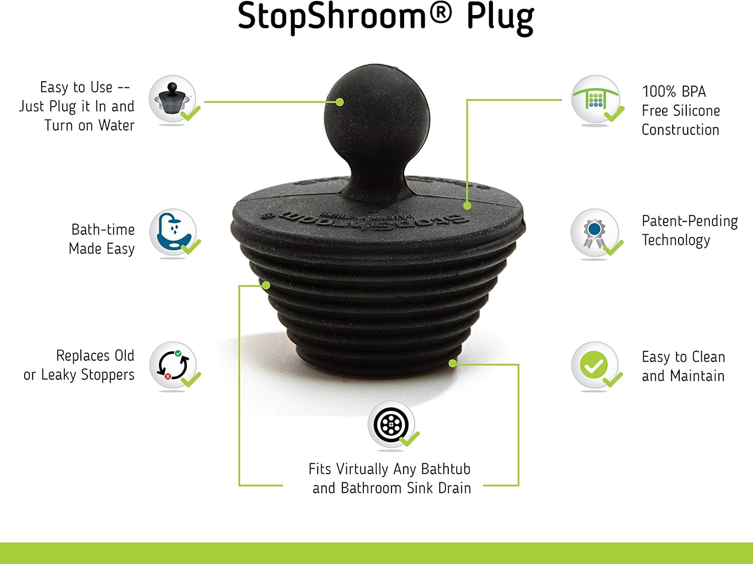 TubShroom Ultra Revolutionary Bath Tub Drain Protector Hair Catcher/Strainer/Snare, Stainless Steel: Home & Kitchen