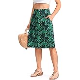 Viodia 25" Knee Length Long Skorts for Women with Pockets Dressy Casual Midi Skort Summer Travel Modest Skirts