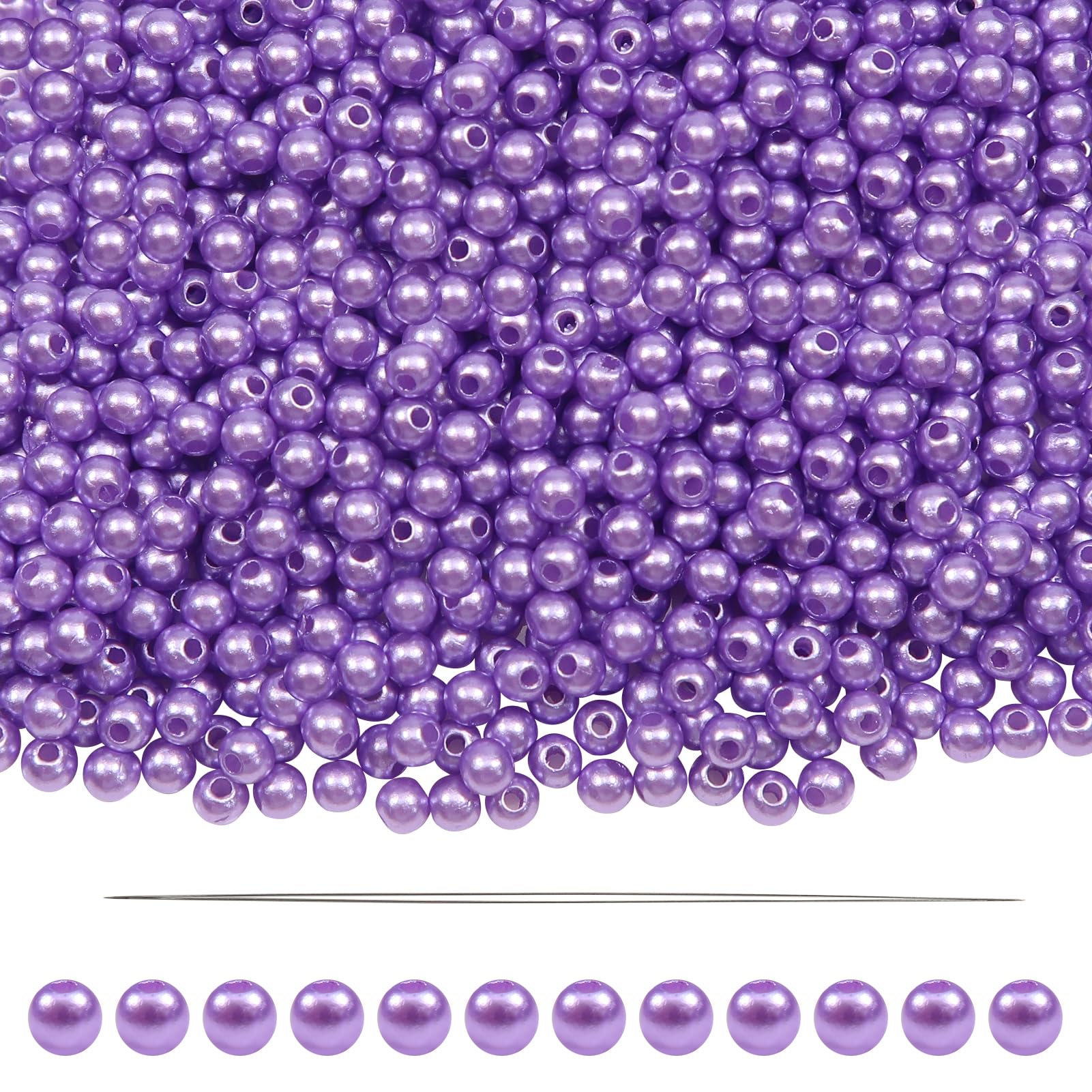 TOAOB Pack of 1000 Craft Beads Purple 4 mm Acrylic Beads with Hole Round Beads for Threading for DIY Jewellery Making Bracelets Necklaces Clothing Crafts