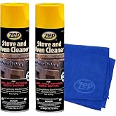 Zep Stove &amp; Oven Cleaner 19 oz (2 Pack) + Blue Microfiber Rag | One 2-pack of 19 oz Zep Stove &amp; Oven Cleaner plus one reusable blue microfiber rag for baked-on grease cleanup.