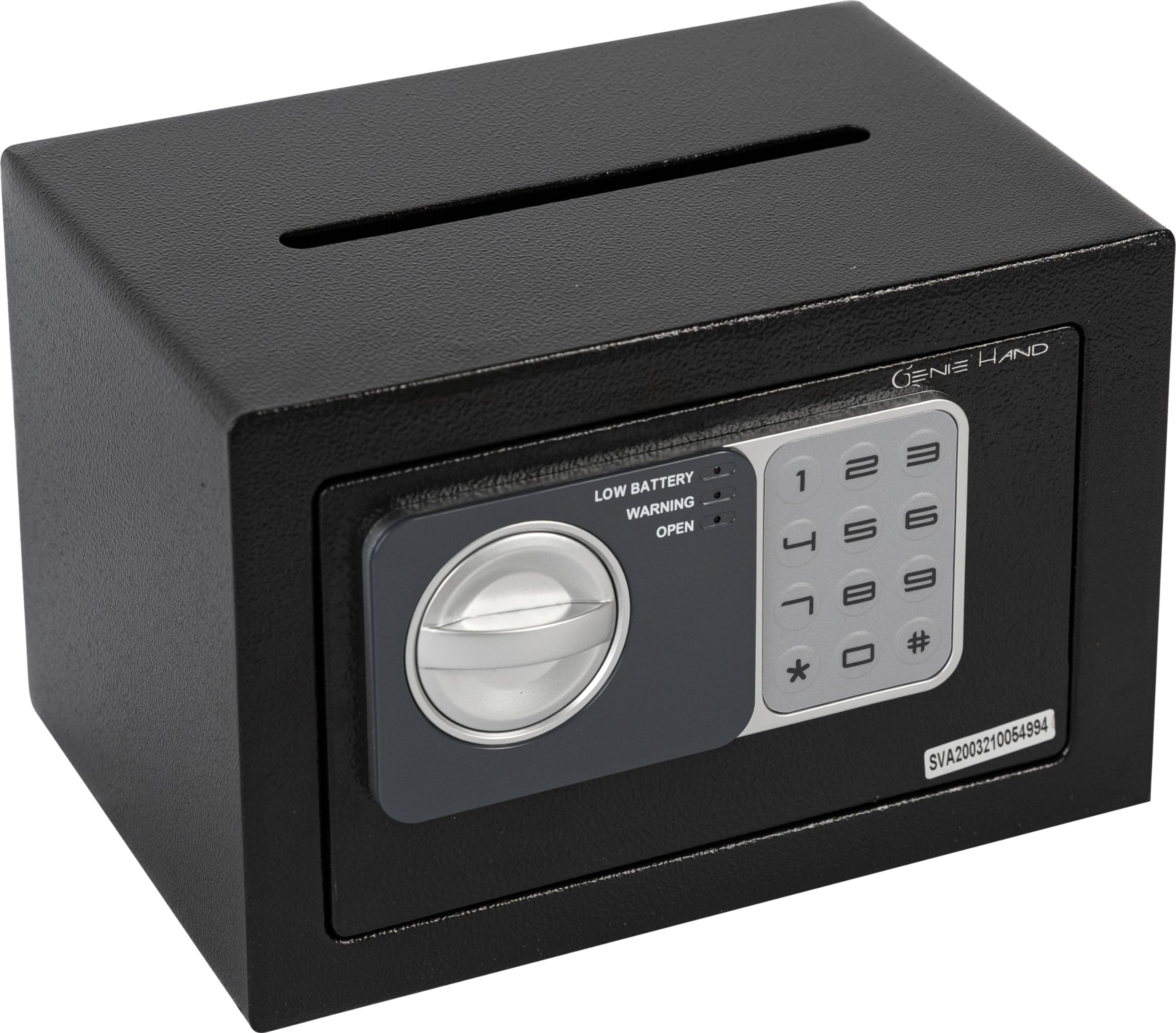 Genie Hand | Electronic Home Safe with Key and Combination Lock, High Security Money Box for Cabinet – B-Class Lock – Anti Bounce Technology