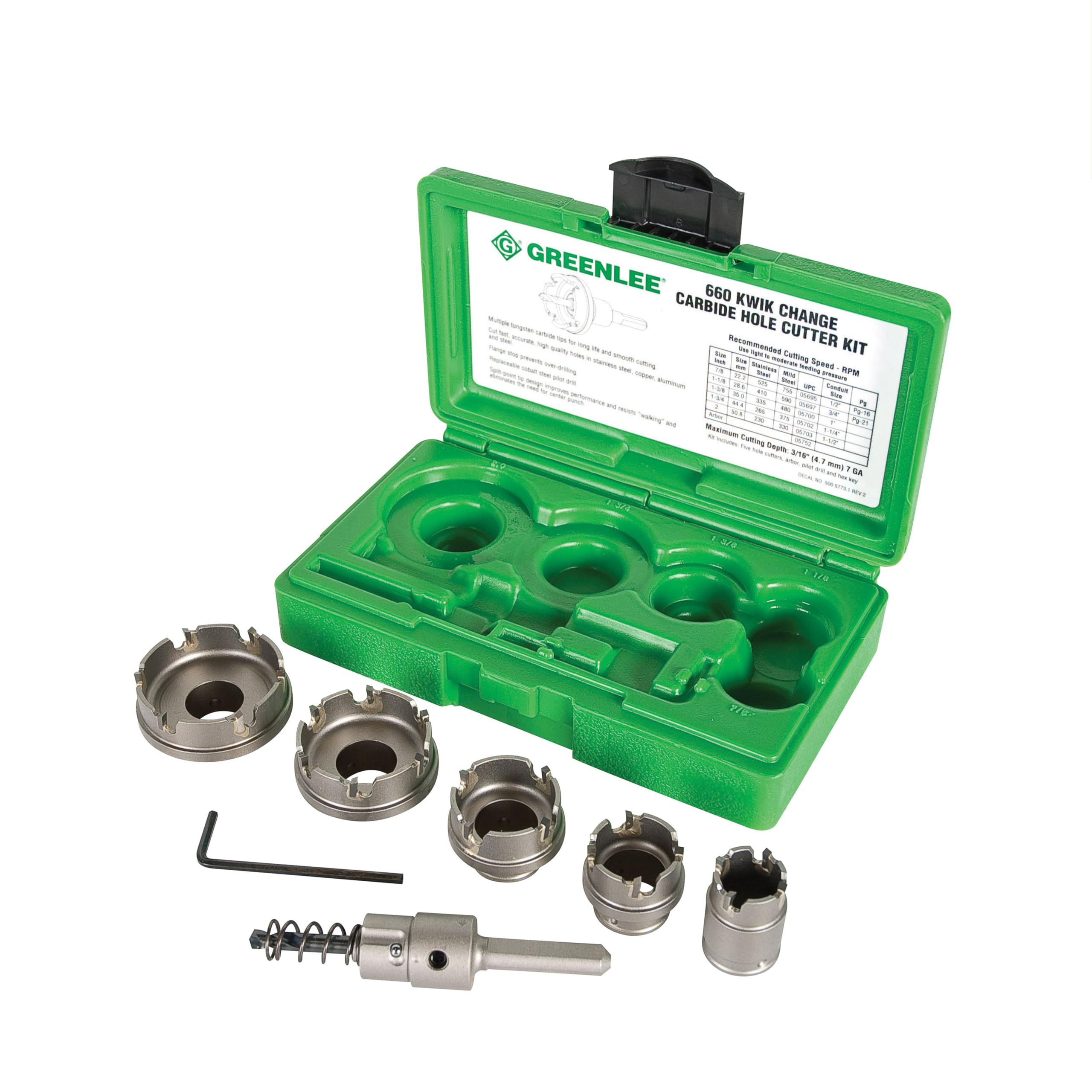 Greenlee - Carbide Cttr, Quick Chge, 6Pc, Hole Making (660) — image 1