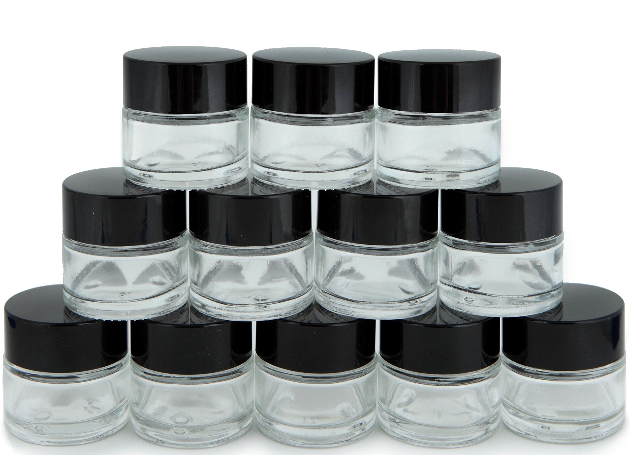 Vivaplex, 12, Clear, 4 oz, Round Glass Jars, with Inner