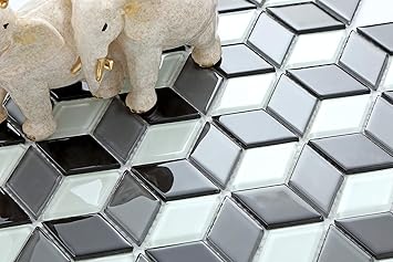 10x10cm Muster Glas Mosaik Fliesen Muster In Schwarz Und Weiss Mit 3d Optik Mt0083 Muster Amazon De Baumarkt