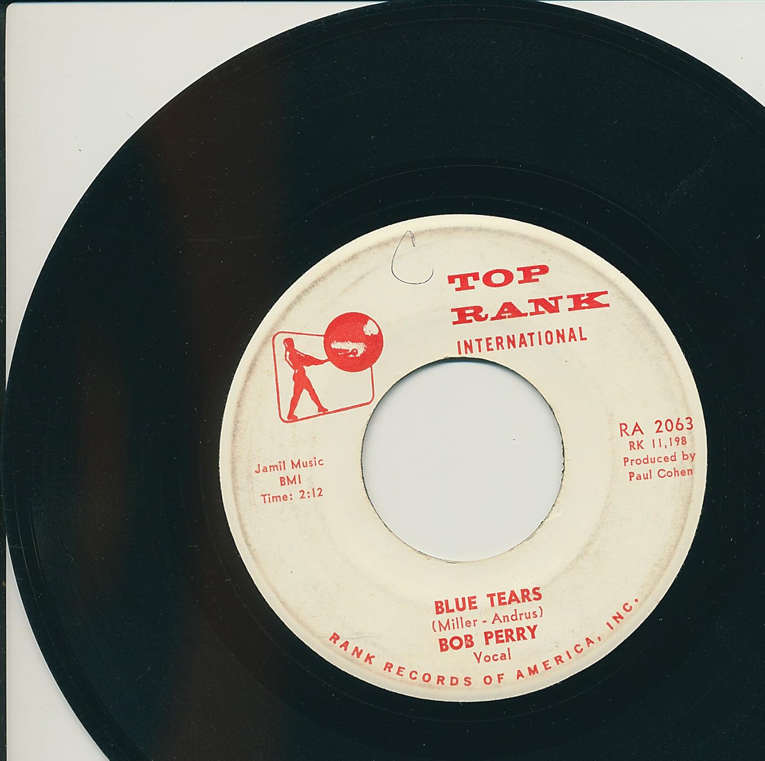 BOB PERRY on Top Rank RA 2063 BLUE TEARS b/w JUKE BOX (Vinyl 45 rpm record) ROCKABILLY