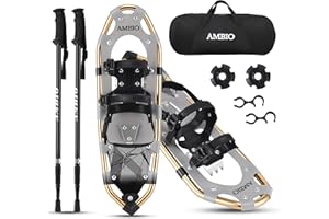 AMBIO 3 in 1 Snowshoes for Men Women Youth Kids, Light Weight Aluminum Snow Shoes with Trekking Poles and Carrying Tote Bag