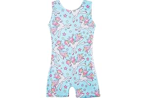 HOZIY Gymnastics Leotards with Shorts for Girls Toddlers Kids Biketard Tumbling Outfits Sparkle Unicorn Leopard Galaxy