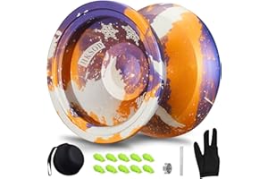 HKSOD Yoyo Professional Responsive Yoyo for Kids Beginners, Unresponsive Professional Yoyo for Adult, Trick Yoyos for Advanced Players with Bearing Accessories+Removal Tool ( Purple & Orange & Silver)
