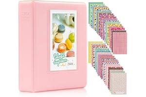 Ablus 64 Pockets Mini Photo Album for Fujifilm Instax Mini 7s 8 8+ 9 25 26 50s 70 90 Instant Camera & Name Card (Pink)