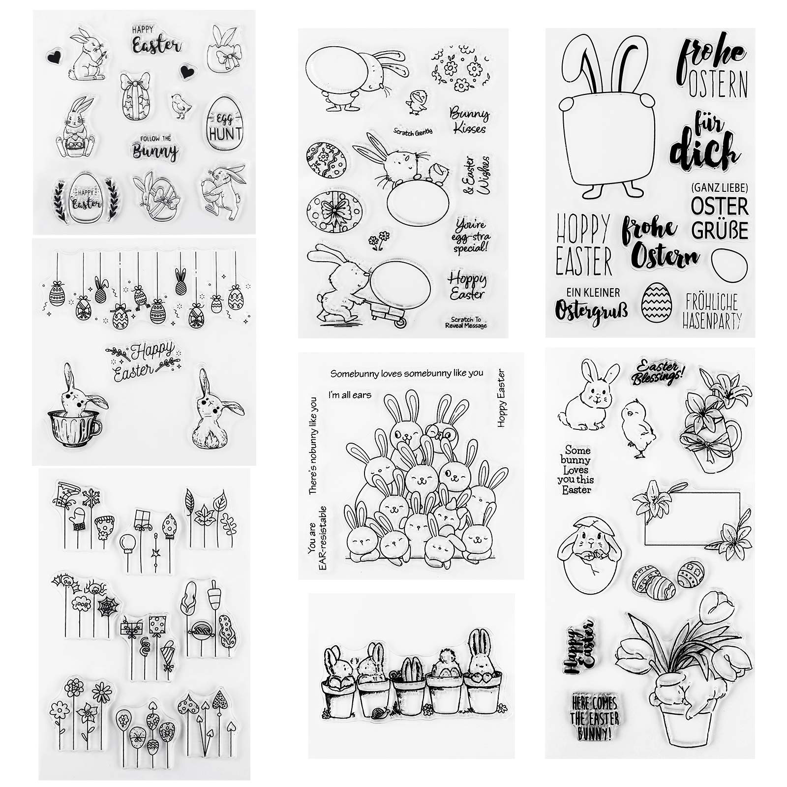 HOWAF Easter Clear Stamps, Silicone Material, 108pcs Patterns, for Card Making, DIY Scrapbooking, Easter Art Crafts Supplies
