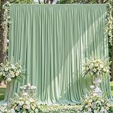 Sage Green Backdrop Curtain for Parties Wrinkle Free Dark Green Photo Curtains Backdrop Drapes Fabric Decoration for Baby Shower Birthday Party Photography 5ft x 7ft,2 Panels