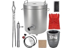 BAKON Metal Melting Furnace, 12 Kg Propane Melting Furnace with Crucibles & Tongs Kiln, Casting Refining Smelting for Precious Metals Gold Silver Tin Aluminum Melting Casting Tool