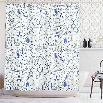 Amazon Com Children Shower Curtain With Hooks 72 X 96 Science