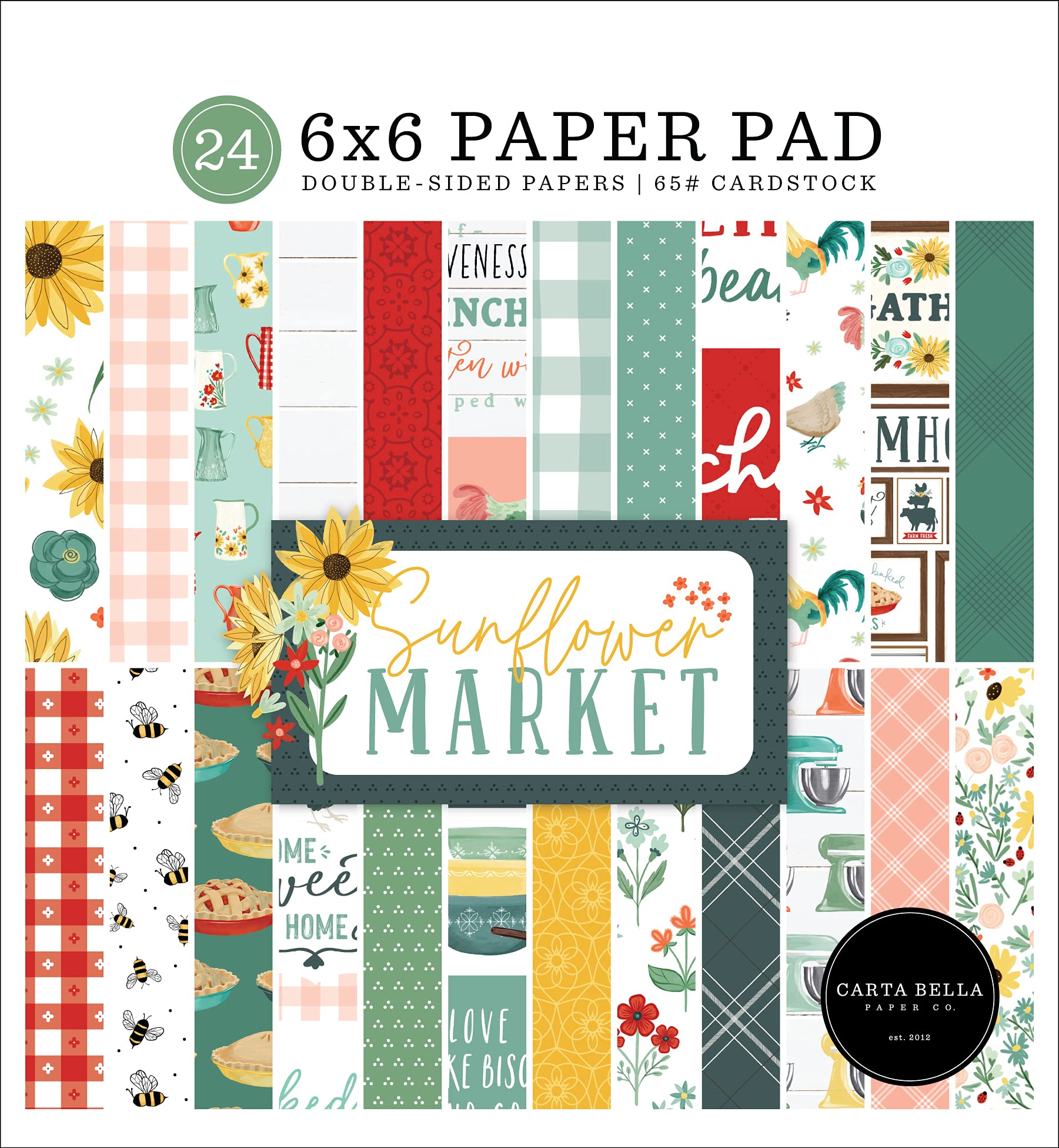 Carta Bella Double-Sided Paper Pad 6"X6" 24/Pkg-Sunflower Market -UN144023