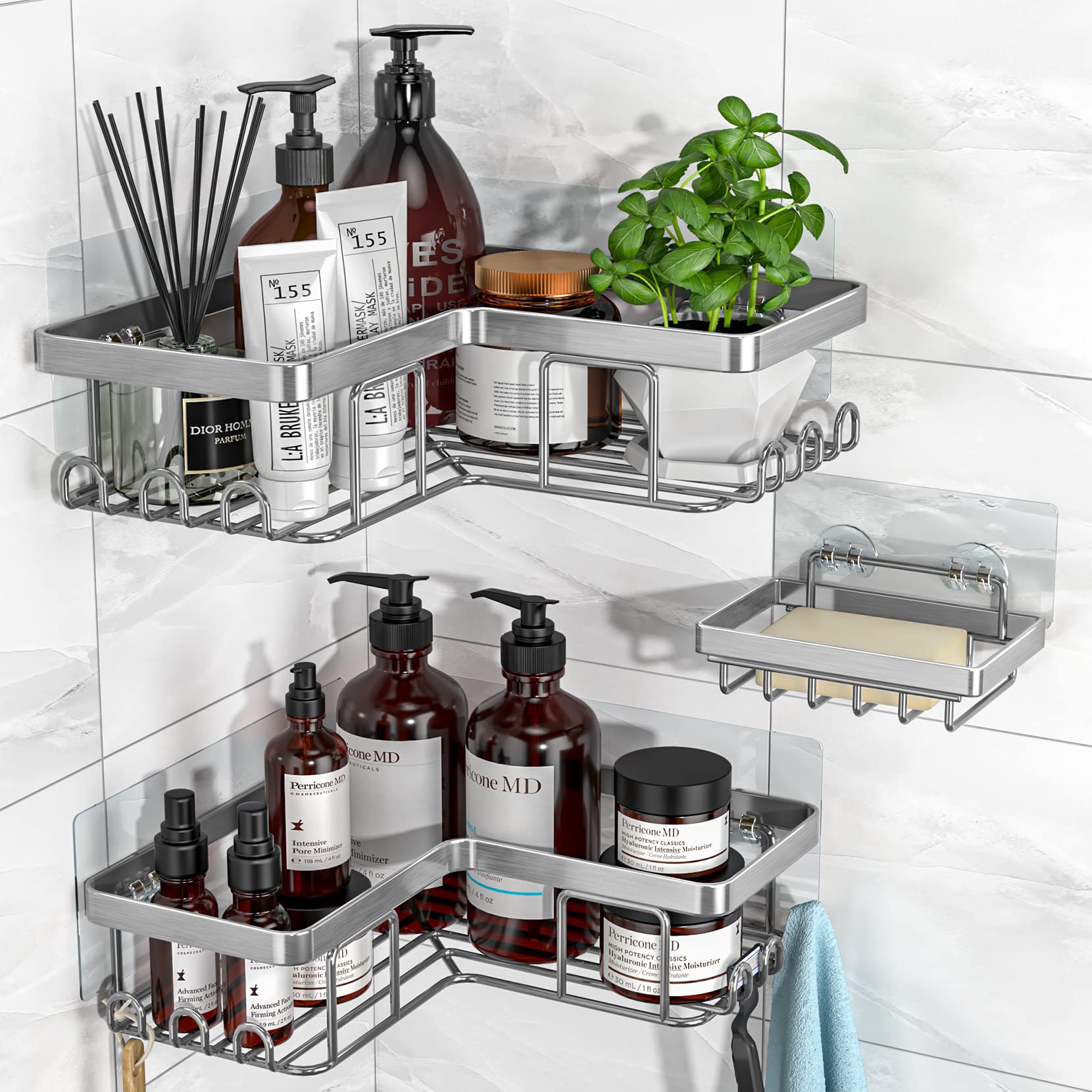 YASONIC Corner Shower Caddy, 3-Pack Adhesive