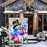 Welcome Lighted garden flag Snowman house garden flags 12X18 double sided, solar sall yard flag, lawn home decoration.