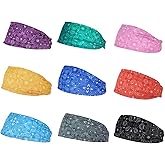 9 Pcs Sweatbands for Men Headbands Wide Sweatband Mens Stretchy Headband for Running Cycling Football Basketball Yoga